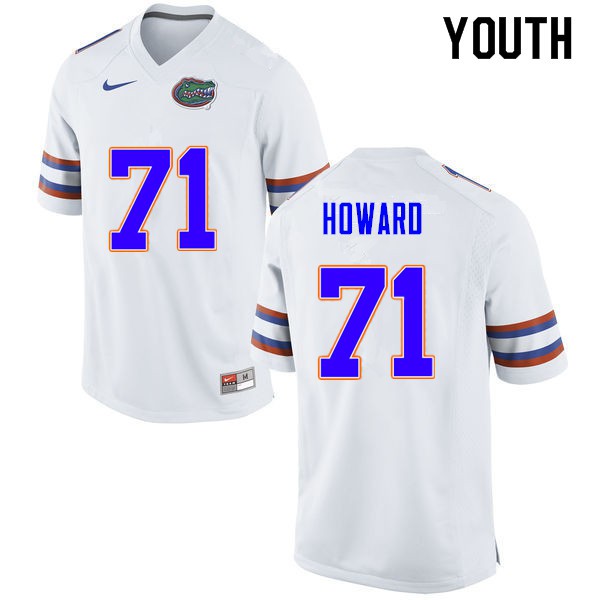 Youth #71 Chris Howard Florida Gators College Football Jerseys White